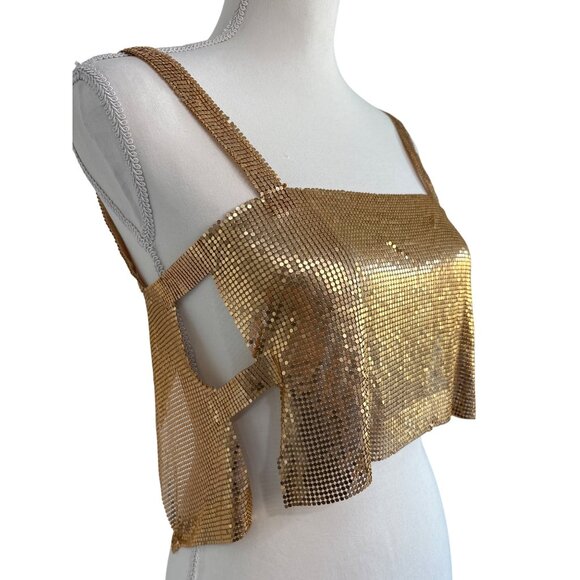 superdown Karla Cut Out Top XX-Small New Womens Cropped Chainmail Tank - Picture 7 of 9
